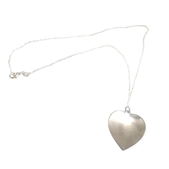 Vintage Dainty Silver Heart Pendant Necklace 925 Sterling Silver Chain, 20.5” - Picture 1 of 5